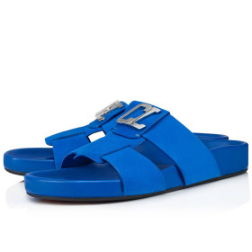 Christian Louboutin Dhabubizz Mule Flat Suede Calf Leather Blue
