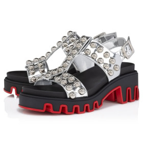 Christian Louboutin Duniclou Sandals Specchio Leather Silver