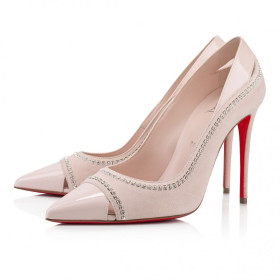 Christian Louboutin Duvette Strass 100 Mm Pumps Patent Calf Leather Suede And Strass Leche