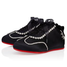 Christian Louboutin Eleonora Strass Sneakers Crepe Satin Black