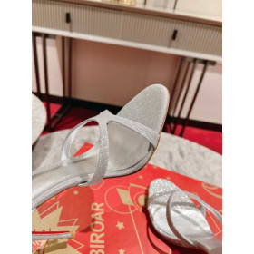 Christian Louboutin Emilie 100MM Sandals Glittered Leather Silver