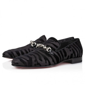 Christian Louboutin Equiswing Loafers Quagga Velvet Black
