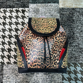 Christian Louboutin Explorafunk Backpack Calf Leather and Spikes Leopard