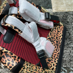 Christian Louboutin Explorafunk Backpack Calf Leather and Spikes Leopard