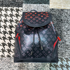 Christian Louboutin Explorafunk Backpack Calf Leather CL Monogram Black Red