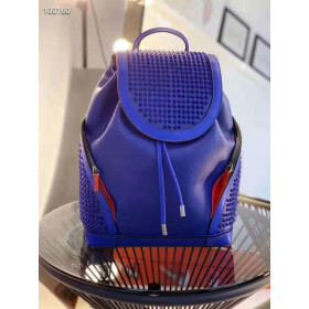 Christian Louboutin Explorafunk Backpack Calf Leather Spikes Dark Blue