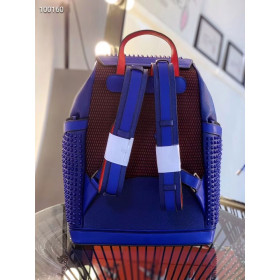 Christian Louboutin Explorafunk Backpack Calf Leather Spikes Dark Blue