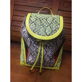 Christian Louboutin Explorafunk Backpack Python Leather and Spikes Multicolor