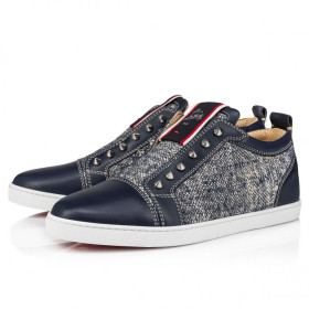 Christian Louboutin F.A.V Fique A Vontade Sneakers Wool And Calf Leather Navy