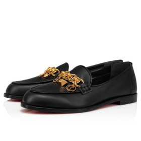 Christian Louboutin Flat Gourmi Moc Bk/gold/lin Bk Calf