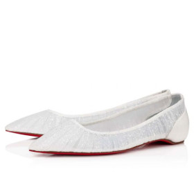 Christian Louboutin Flat Kate Draperia White-silver/ivory/lin Blue Net