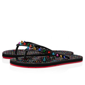 Christian Louboutin Flip Flops Spikes Black/mix Multi Rubber