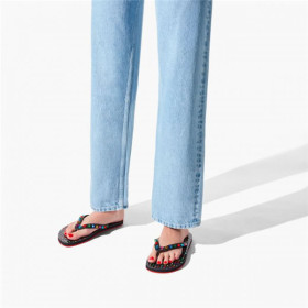 Christian Louboutin Flip Flops Spikes Black/mix Multi Rubber