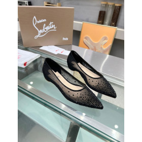 Christian Louboutin Follies Strass Flats Mesh Black