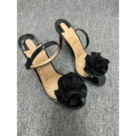 Christian Louboutin Fossiliza Sandals 100mm PVC and Glitter Leather Black