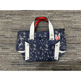 Christian Louboutin Frangibus Toile Tote Bag Graphic Canvas and Leather Navy