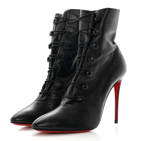Christian Louboutin French Tutu Button Ankle Boot 100mm Calfskin Black