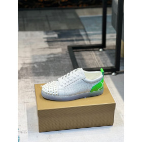 Christian Louboutin Fun Louis Junior Spikes Sneakers White Fluo Green