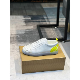 Christian Louboutin Fun Louis Junior Spikes Sneakers White Fluo Yellow
