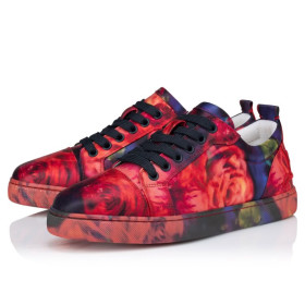 Christian Louboutin Fun Louise Junior Sneakers Roses Printed Crepe Satin Multicolor