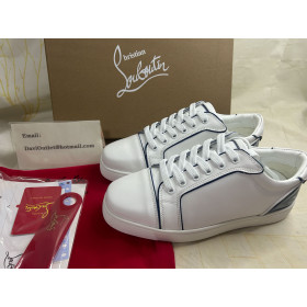 Christian Louboutin Fun Vieira Sneaker Calf Leather White Blue