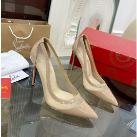 Christian Louboutin Galativi Pumps 85mm Mesh and Leather Nude
