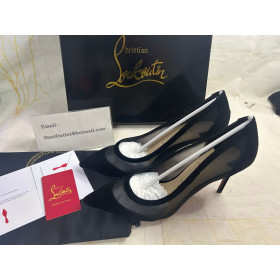 Christian Louboutin Galativi Pumps 85mm Mesh and Suede Black