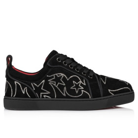 Christian Louboutin Giddy Vieira Strass Men Sneakers Veau Velours And Strass Black