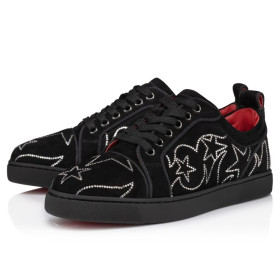 Christian Louboutin Giddy Vieira Strass Men Sneakers Veau Velours And Strass Black
