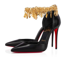 Christian Louboutin Gourmi Pumps Leather 100mm Bk/gold/lin Bk Shoes