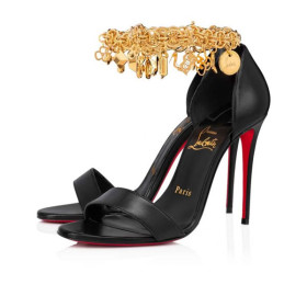 Christian Louboutin Gourmi Sandal 100 mm Bk/gold/lin Bk Leather