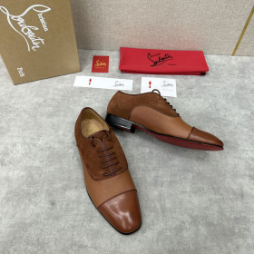 Christian Louboutin Greggo Oxford Calf Leather and Suede Brown