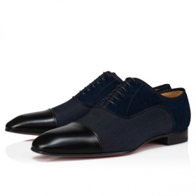 Christian Louboutin Greggo Oxfords Calf Leather Smart Fabric And Veau Velours Black