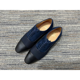 Christian Louboutin Greggo Oxfords Fabric Veau Velours And Leather Blue Black