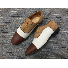 Christian Louboutin Greggo Oxfords Veau Velours Calf Leather White Brown