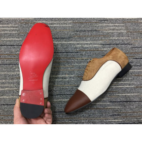 Christian Louboutin Greggo Oxfords Veau Velours Calf Leather White Brown
