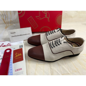 Christian Louboutin Greggo Oxfords Veau Velours Calfskin Leather Dark Brown