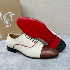 Christian Louboutin Greggo Oxfords Veau Velours Calfskin Leather Dark Brown