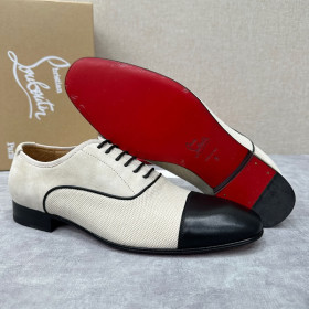 Christian Louboutin Greggo Oxfords Veau Velours Calfskin Leather White Black