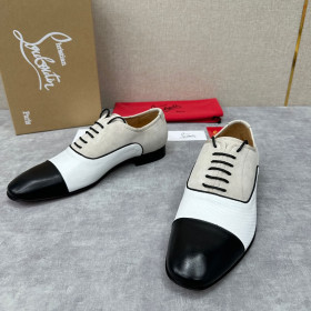 Christian Louboutin Greggo Oxfords Veau Velours Calfskin Leather White Black