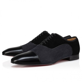 Christian Louboutin Greggo Oxfords Wool Veau Velours And Nappa Leather Black