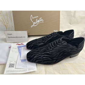 Christian Louboutin Greggy Chic Oxfords Quagga Velvet Black