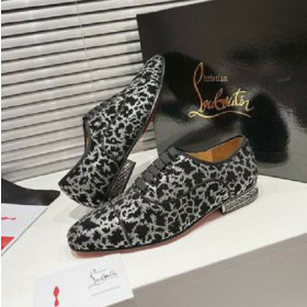 Christian Louboutin Greggy Chick Oxfords Velvet Royal Embroidery Silver