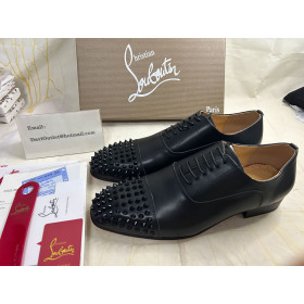 Christian Louboutin Gregossic Flat Oxford Spikes Calfskin Black