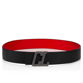 Christian Louboutin Happy Rui Cl Logo Belt 40mm Grained Calf Leather Black