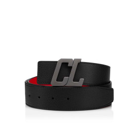 Christian Louboutin Happy Rui Cl Logo Belt 40mm Grained Calf Leather Black