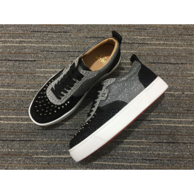 Christian Louboutin Happyrui Sneakers Glitter Leather and Strass Black Silver
