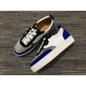 Christian Louboutin Happyrui Sneakers Veau Velours and Leather White Blue