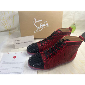 Christian Louboutin High-top Lou Spikes Orlato Black/loubi Polyester
