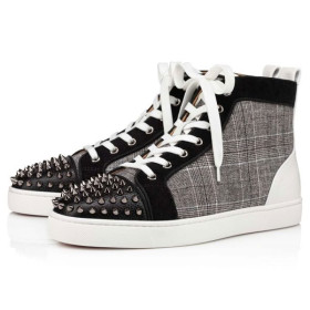 Christian Louboutin High-top Lou Spikes Orlato Version Grey Calf